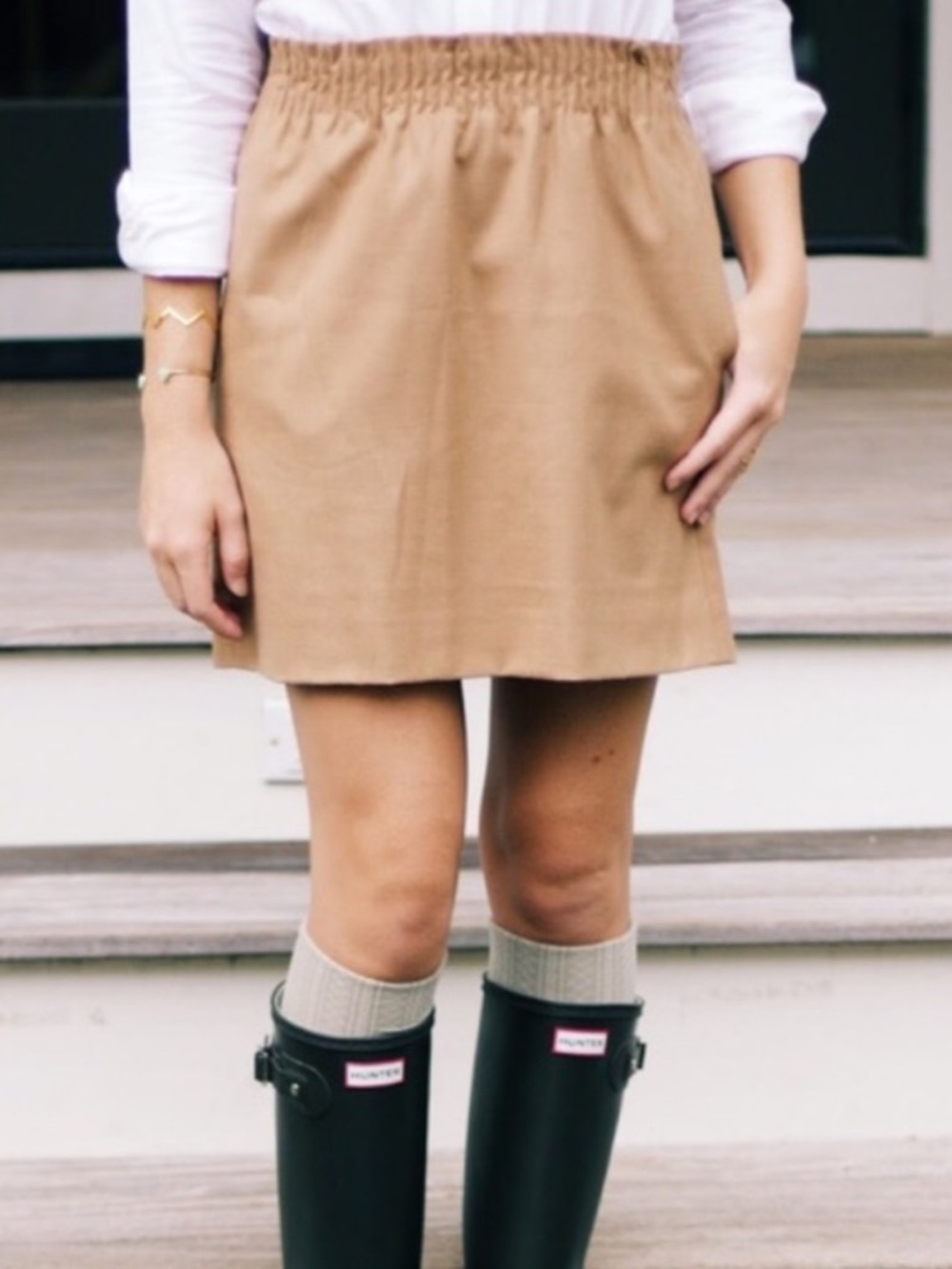 J Crew factory city mini wool blend tan skirt Size 0